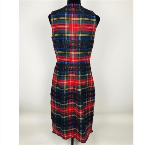 J.CREW Plaid Sheath Dress Lurex Stewart Tartan 10 - Picture 3 of 6